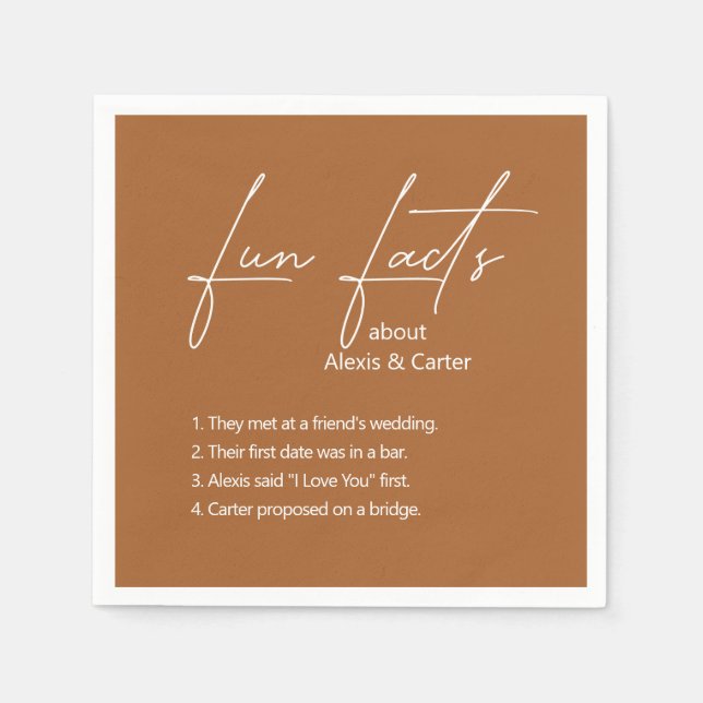 Servilleta De Papel Hechos divertidos del Boda Brown de otoño (Anverso)