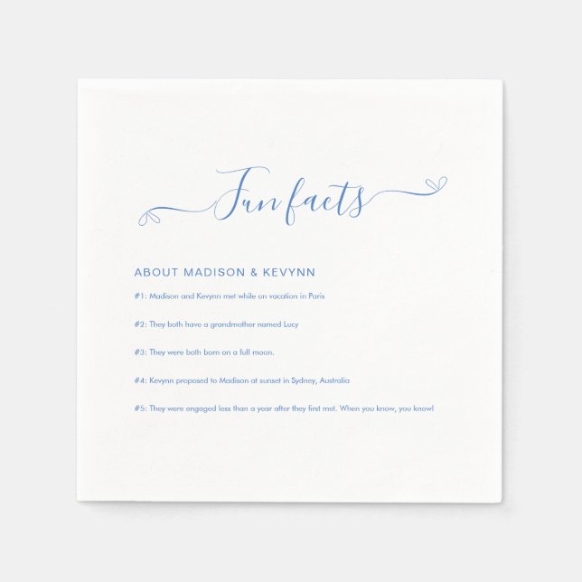 Servilleta De Papel Hechos divertidos | Napkins Blue Boda (Anverso)