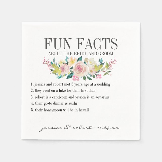 Servilleta De Papel Hechos divertidos Pastel Floral Personalizado (Anverso)
