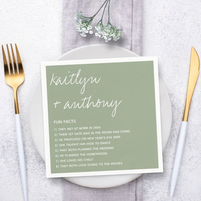 Servilleta De Papel Hechos Divertidos Sobre El Boda Moderno De Los Rec (Subido por el creador)