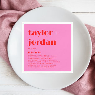 Servilleta De Papel Hechos divertidos Tipografía audaz Boda Rojo Rosa