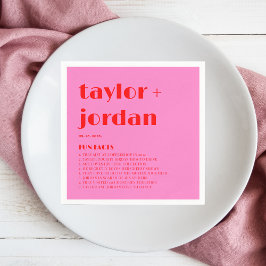 Servilleta De Papel Hechos divertidos Tipografía audaz Boda Rojo Rosa