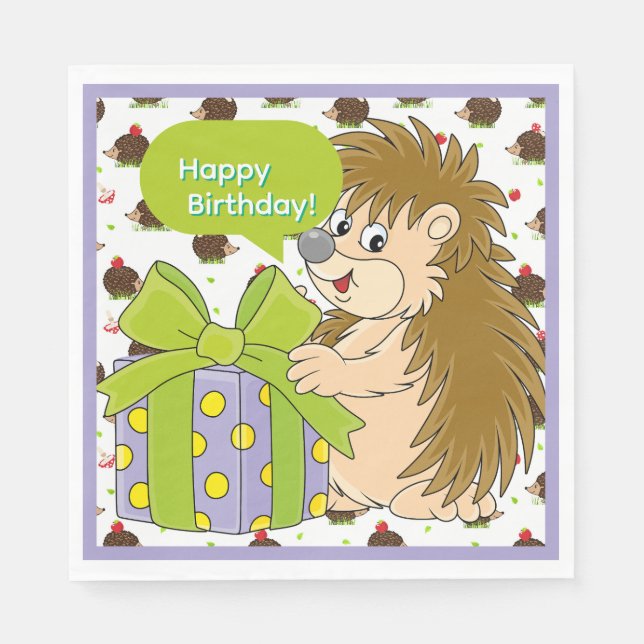Servilleta De Papel Hedgehog Birthday (Anverso)