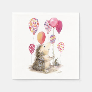 Servilleta De Papel Hedgehog con globos rosas