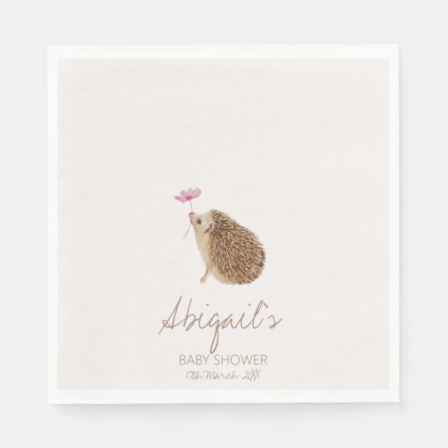 Servilleta De Papel Hedgehog Woodland Forest Baby Shower (Anverso)