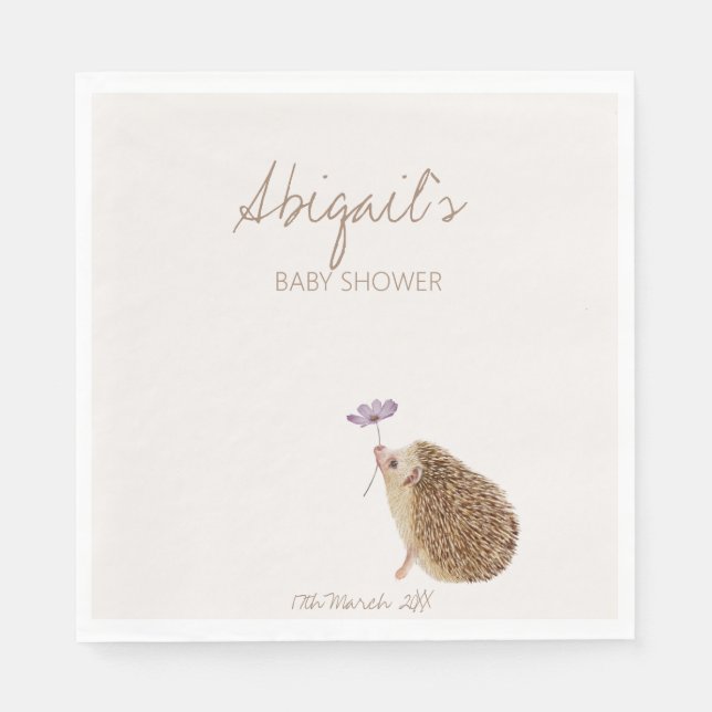 Servilleta De Papel Hedgehog Woodland Forest Baby Shower (Anverso)