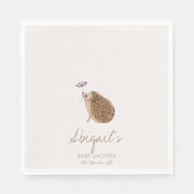 Servilleta De Papel Hedgehog Woodland Forest Baby Shower (Anverso)