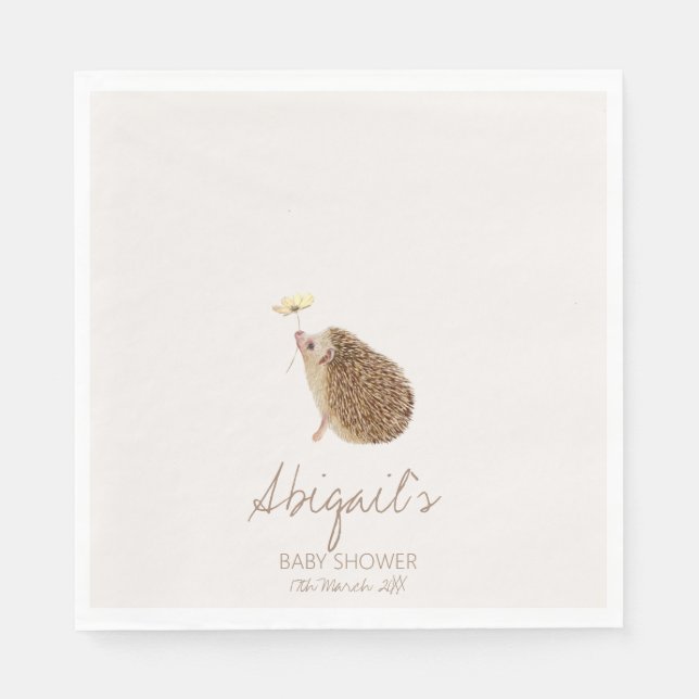 Servilleta De Papel Hedgehog Woodland Forest Baby Shower (Anverso)