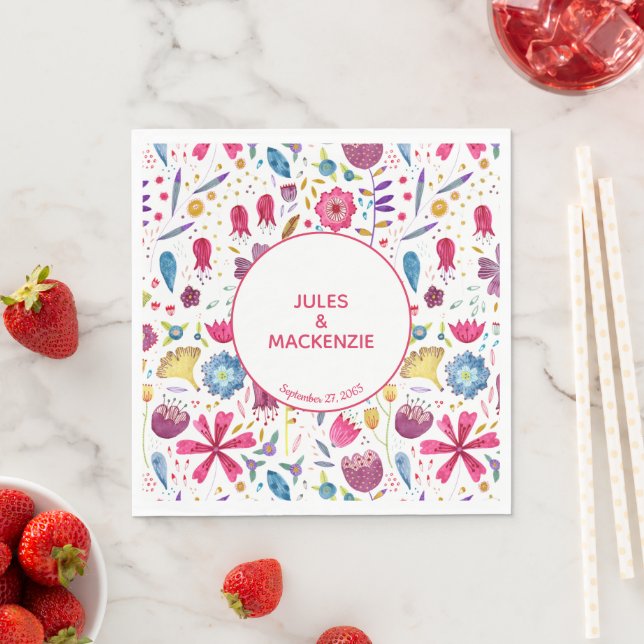 Servilleta De Papel Hedgerow Flores salvajes acuarela (In situ)