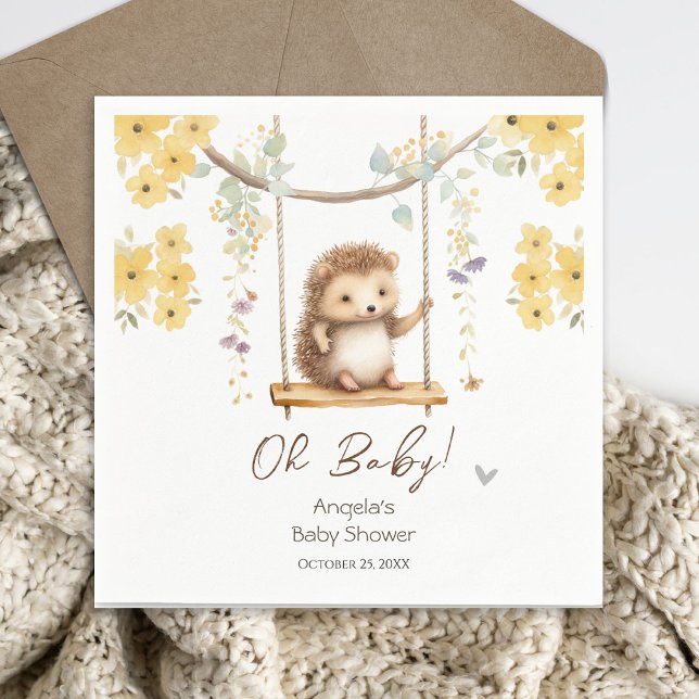 Servilleta De Papel Hegehog floral de primavera Oh Baby Shower (Subido por el creador)