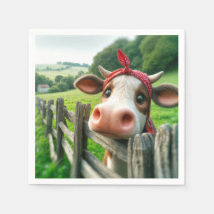 Servilleta De Papel Heifer Cow vistiendo un Kerchief
