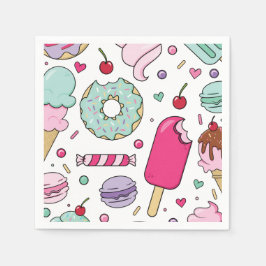 Servilleta De Papel Helado con Sprinkles y Pastel de Cumpleaños