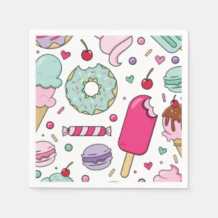 Servilleta De Papel Helado con Sprinkles y Pastel de Cumpleaños