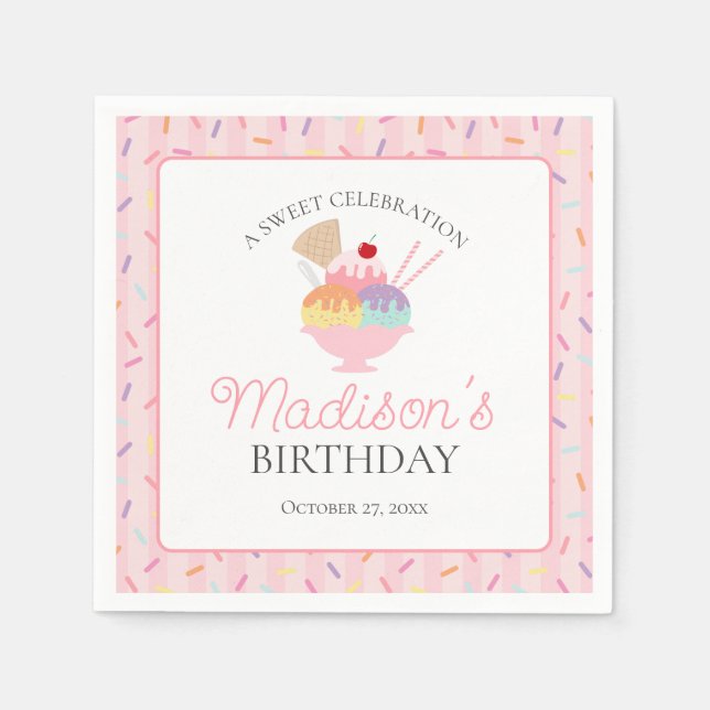 Servilleta De Papel Helado Cream Sundae Acompaña al Scoop Sweet Birthd (Anverso)