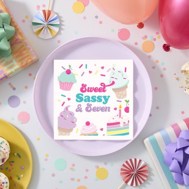Servilleta De Papel Helado Crema y Pastel Dulce Sassy Siete Años (Subido por el creador)