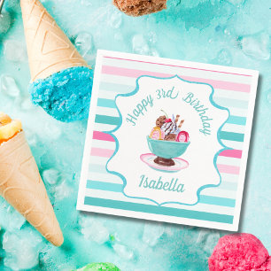 Servilleta De Papel Helado de Acuarela Cumpleaños Sundae 