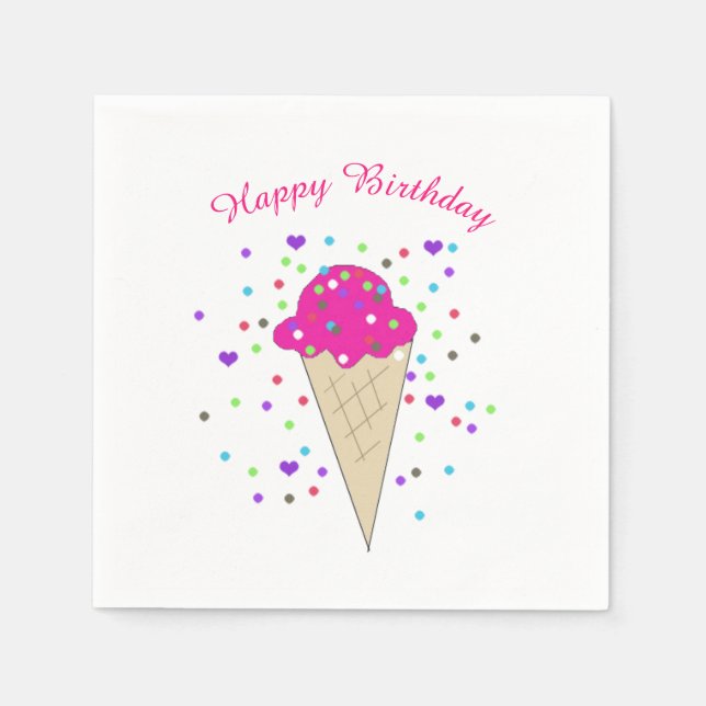 Servilleta De Papel Helado de confeti rosa (Anverso)