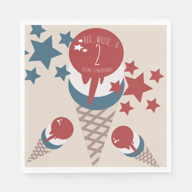 Servilleta De Papel Helado de estrellas para cumpleaños el 4 de julio  (Anverso)