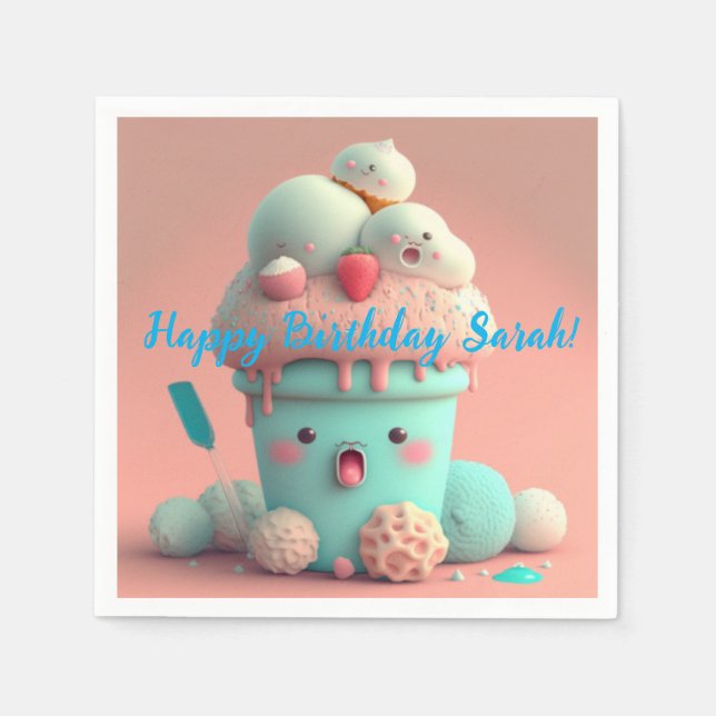 Servilleta De Papel Helado de Kawaii (Anverso)