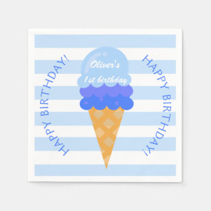 Servilleta De Papel Helado dulce primer cumpleaños fiesta niño azul