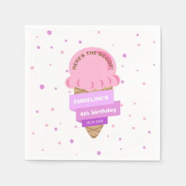 Servilleta De Papel Helado Here's The Scoop Cumpleaños Dulce Rosa