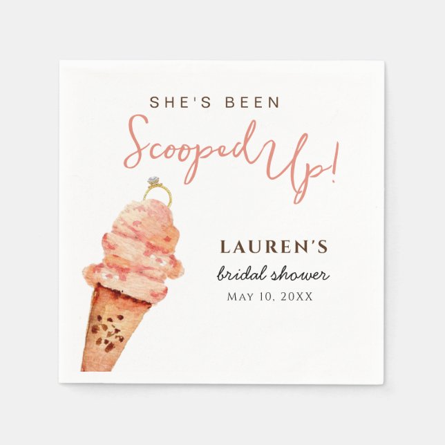 Servilleta De Papel Helado Scoopup Bridal Shower (Anverso)