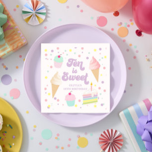 Servilleta De Papel Helado y pastel Diez es dulce  10 cumpleaños