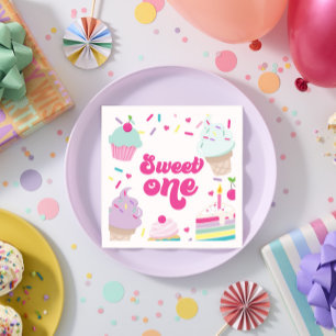 Servilleta De Papel Helado y pastel dulce uno cumpleaños 1