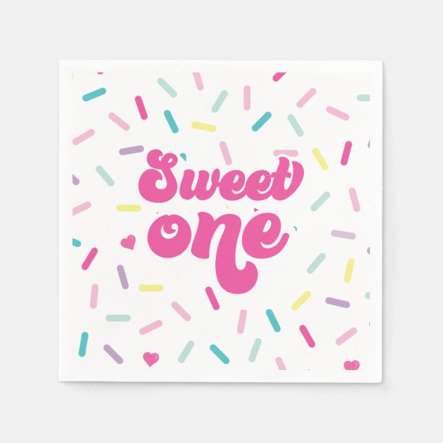 Servilleta De Papel Helado y pastel dulce uno cumpleaños 1 (Anverso)
