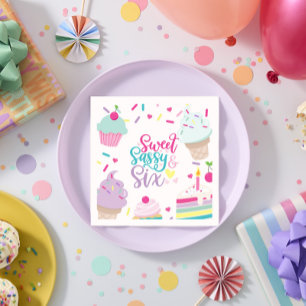 Servilleta De Papel Helado y pastel dulce y descarado cumpleaños 6