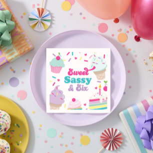 Servilleta De Papel Helado y pastel dulce y descarado cumpleaños 6