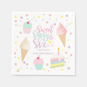 Servilleta De Papel Helado y pastel dulce y descarado cumpleaños 6