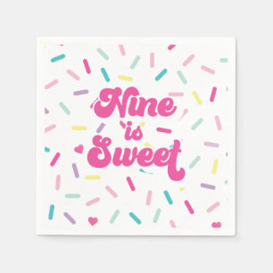 Servilleta De Papel Helado y Pastel Nine es Dulce Cumpleaños 9
