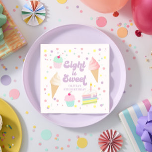Servilleta De Papel Helado y pastel ocho es dulce cumpleaños 8