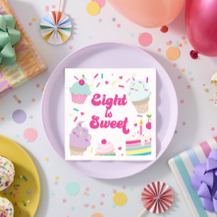 Servilleta De Papel Helado y pastel ocho es dulce cumpleaños 8