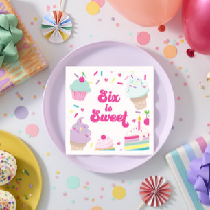Servilleta De Papel Helado y pastel seis es dulce cumpleaños 6