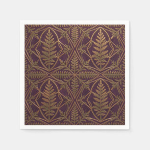 Servilleta De Papel Helecho Dorado Ornamentado Geométrico Púrpura 