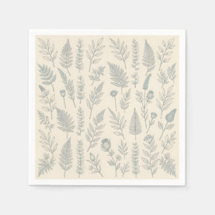 Servilleta De Papel Helechos Flores Silvestres Botánicas Verde Salvia 