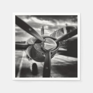 Servilleta De Papel Hélice de avión en blanco y negro