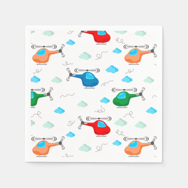 Servilleta De Papel Helicopter Birthday Party Baby Shower (Anverso)