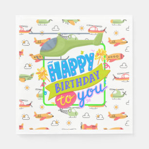 Servilleta De Papel Helicopter Happy Birthday