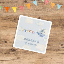 Helicóptero acuarela Lobo primer cumpleaños