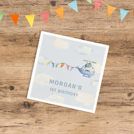 Servilleta De Papel Helicóptero acuarela Lobo primer cumpleaños