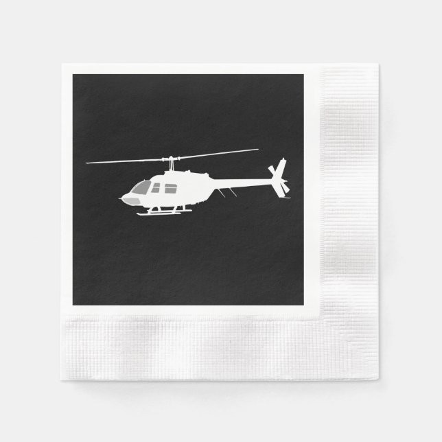 Servilleta De Papel Helicóptero Chopper Silhouette Flying Black (Anverso)