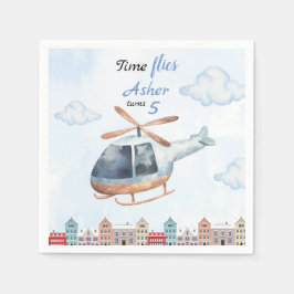 Servilleta De Papel Helicóptero de Acuarela Azul Ciudad