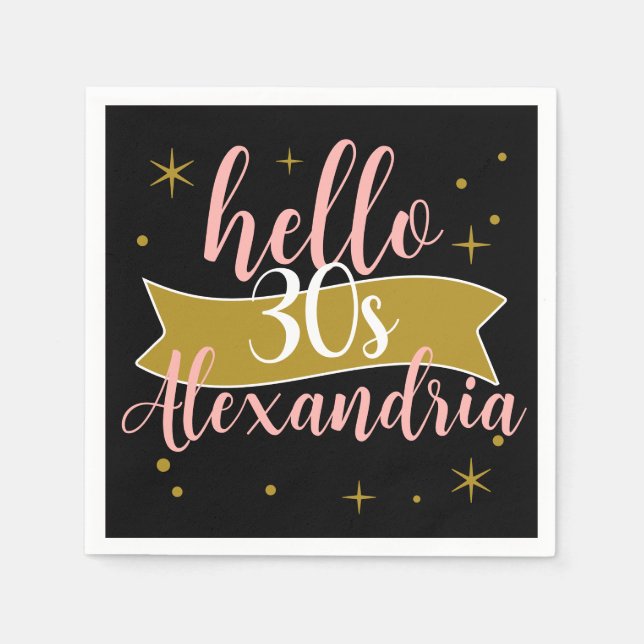 Servilleta De Papel Hello 30 Birthday Personalized Design (Anverso)