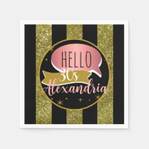hello 30 Personalized 30th birthday glitter stripe