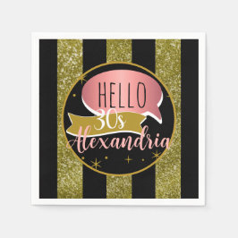 Servilleta De Papel hello 30 Personalized 30th birthday glitter stripe
