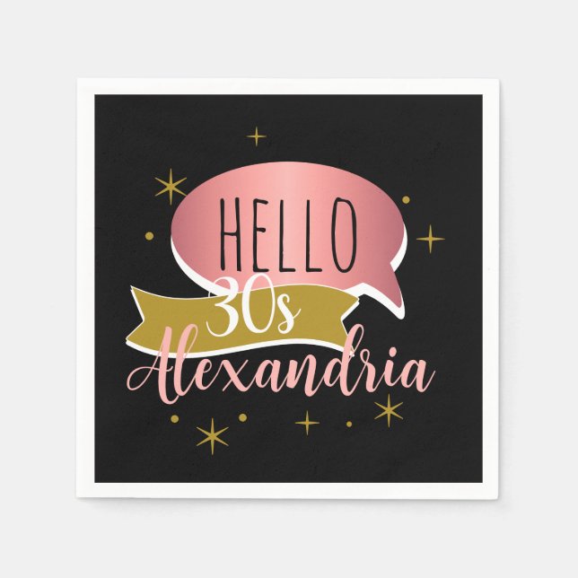 Servilleta De Papel hello 30 Stylish Personalized 30th birthday (Anverso)