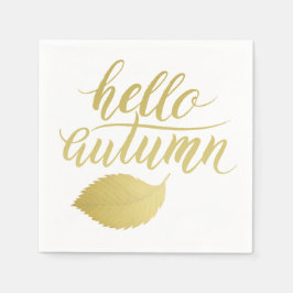 Servilleta De Papel Hello Atumn | Faux Gold Brussel Script